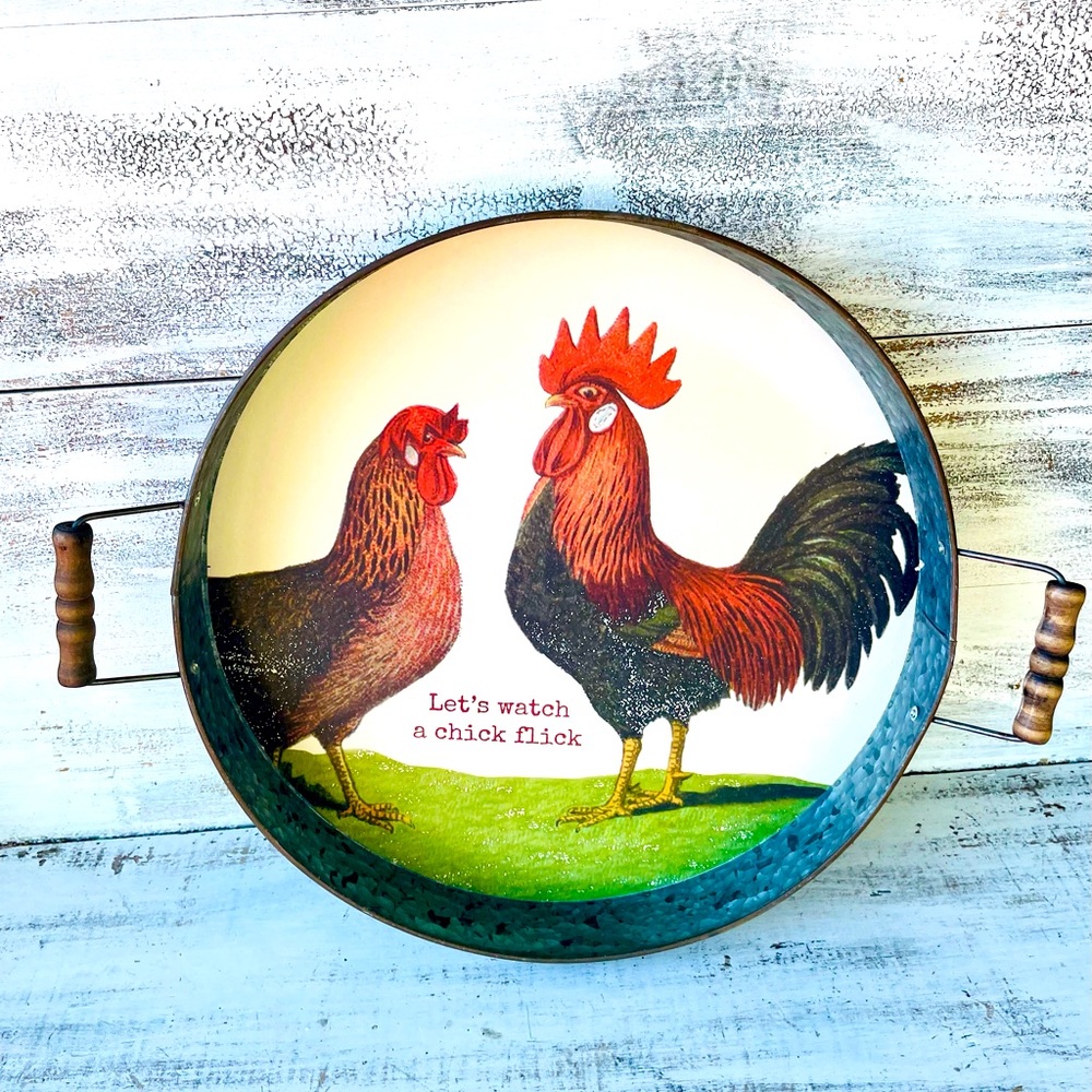*Let’s Watch A Chick Flick Galvanized Metal Farmhouse Tray